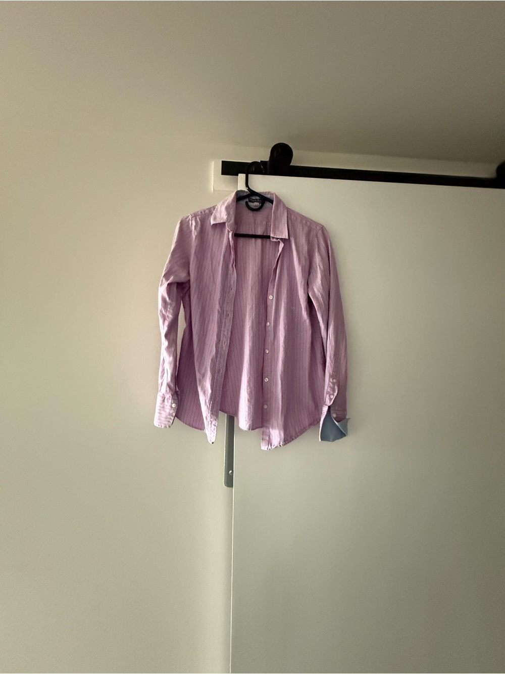 Light Pink Striped Button-Down Blouse